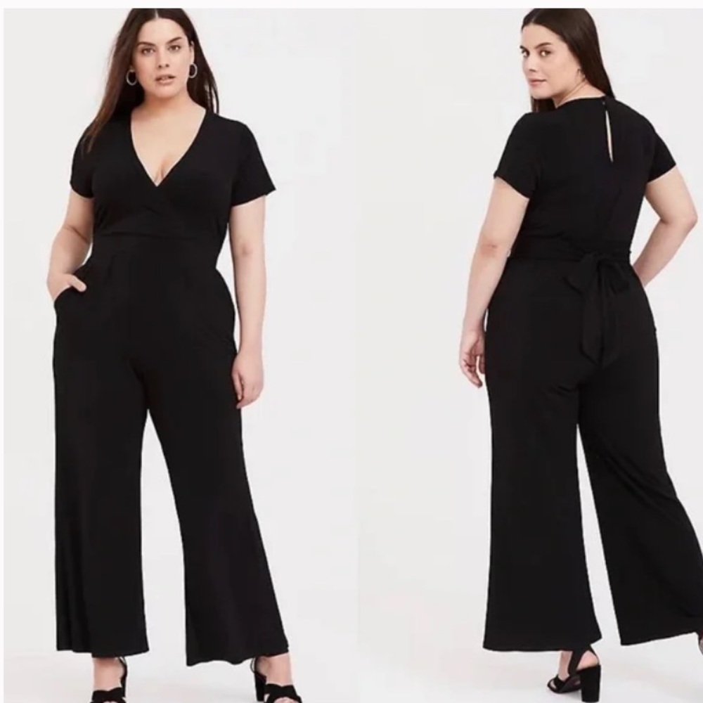 Torrid Black Studio Knit Wide Leg Jumpsuit Size 3x